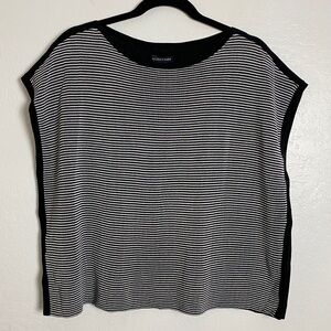 Eileen Fisher Black White Stripe Knit Top NWT S/M